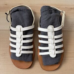 Mansur Gavriel White and Tan Sandals